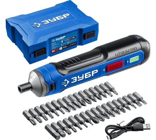 Отвертка аккум. Зубр PSD-4S аккум. патрон:шестигранник 6.35 мм (1/4) (кейс в комплекте)