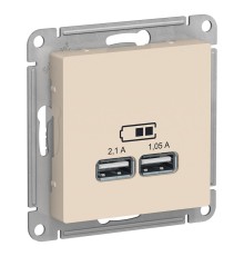 Systeme electric ATN000233 ATLASDESIGN USB РОЗЕТКА, 5В, 1 порт x 2,1 А, 2 порта х 1,05 А, механизм, БЕЖЕВЫЙ