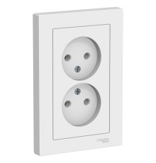 Systeme electric ATN000120 ATLASDESIGN РОЗЕТКА двойная без заземления,16А, в сборе, БЕЛЫЙ