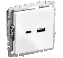 IEK BR-U22-018-K01 BRITE Роз. USB A+C 18Вт РЮ11-1-БрБ бел.