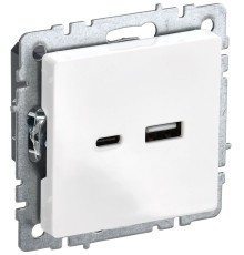 IEK BR-U22-018-K01 BRITE Роз. USB A+C 18Вт РЮ11-1-БрБ бел.