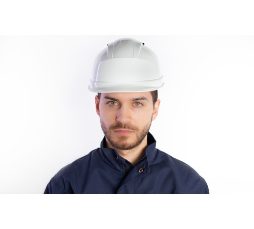 Каска защитная QUARTZ UP IV белого цвета с храповым механизмом с вентиляцией