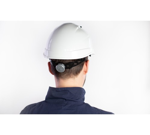 Каска защитная QUARTZ UP IV белого цвета с храповым механизмом с вентиляцией