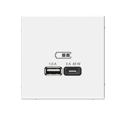 ARTGALLERY USB розетка A + тип-C 45Вт высокоскор.заряд. QC, PD, механизм, белый ARTGALLERY USB розетка A + тип-C 45Вт высокоскор.заряд. QC, PD, механизм, белый