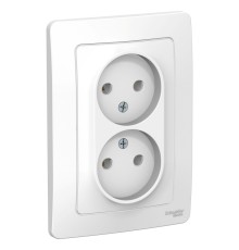 Systeme electric BLNRS000021 BLANCA С/У РОЗЕТКА двойная без заземления без шторок, 16А, 250В, БЕЛЫЙ
