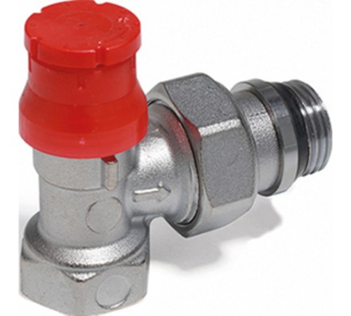 Угловой термостатический клапан 1/2'с предварительной настройкой , хромированный, отвод с герметичной прокладкой.