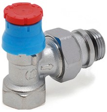 Угловой термостатический клапан 1/2', хромированный, отвод с герметичной прокладкой.