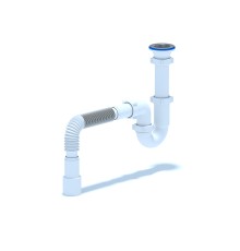 Сифон для мойки АНИ 1 1/2'X40 прямоточный c гибкой трубой 40х40/50