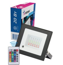 Прожектор светодиодный 20Вт, RGB с пультом, IP65,