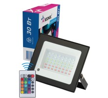 Прожектор светодиодный 30Вт, RGB с пультом, IP65, КОСМОС