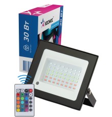 Прожектор светодиодный 30Вт, RGB с пультом, IP65, КОСМОС