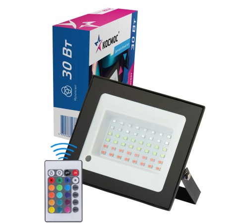 Прожектор светодиодный 30Вт, RGB с пультом, IP65, КОСМОС Прожектор светодиодный 30Вт, RGB с пультом, IP65, КОСМОС