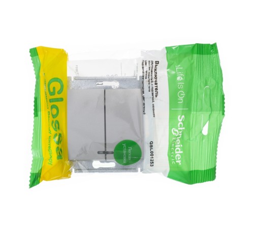 GLOSSA Выключатель двухклавишный с подсветкой схема 5а платина GLOSSA Выключатель двухклавишный с подсветкой схема 5а платина