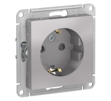 ATLASDESIGN РОЗЕТКА с заземлением со шторками, 16А, механизм, АЛЮМИНИЙ Schneider Electric ATN000345