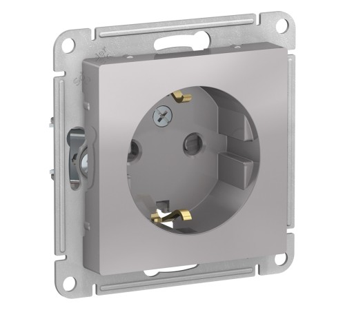 ATLASDESIGN РОЗЕТКА с заземлением со шторками, 16А, механизм, АЛЮМИНИЙ Schneider Electric ATN000345