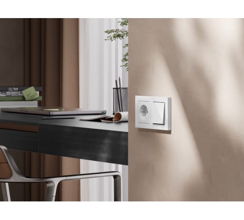 ATLASDESIGN SMART 1-кл. ВЫКЛЮЧАТЕЛЬ с подсв., Zigbee, сх.1, L+N, 10А, мех., БЕЛЫЙ
