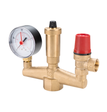 Группа безопасности котла 1'с манометром предохранительным клапаном и автоматическим воздухоотводчиком