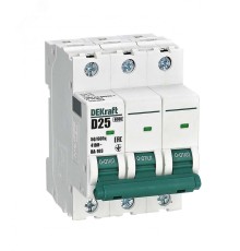 Выключатель автоматический модульный 3п D 25А 6кА ВА-103 DEKraft 12371DEK