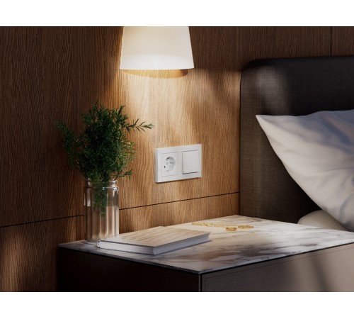 ATLASDESIGN SMART 2-кл. ВЫКЛЮЧАТЕЛЬ с подсв., Zigbee, сх.5, L+N, 10А, мех., БЕЛЫЙ