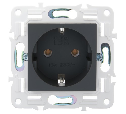 SKANDY Розетка с заземлением без защитных шторок 16А SK-R05G графит IEK