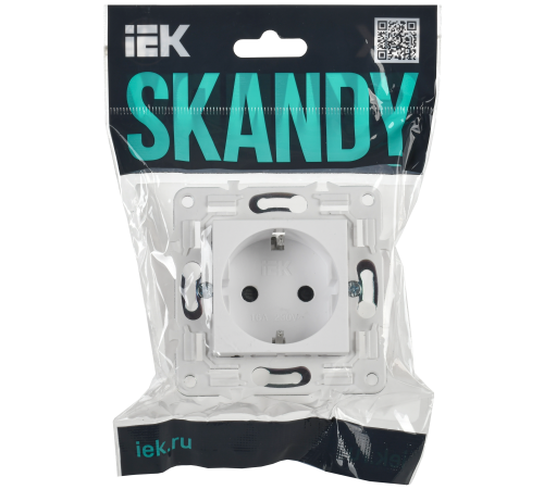 SKANDY Розетка с заземлением с защитными шторками 16А SK-R04W арктический белый IEK