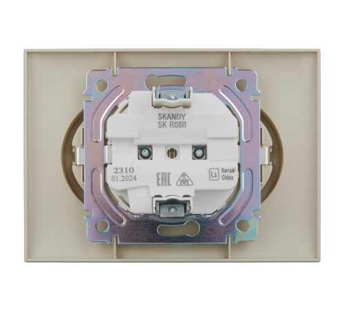 SKANDY Розетка 2-местная с заземлением без защитных шторок 16А в сборе SK-R08B бежевый IEK