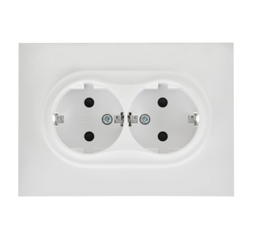 SKANDY Розетка 2-местная с заземлением с защитными шторками 16А в сборе SK-R07W арктический белый IEK