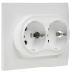 SKANDY Розетка 2-местная с заземлением с защитными шторками 16А в сборе SK-R07W арктический белый IEK