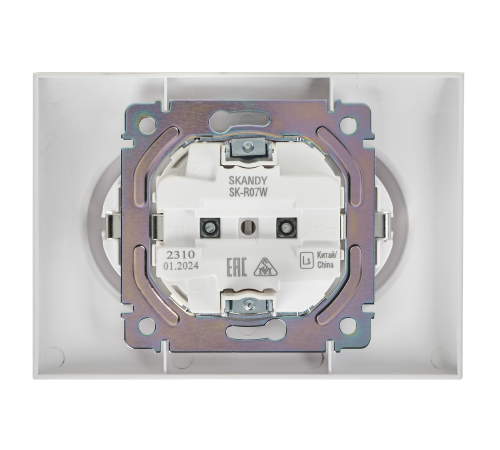 SKANDY Розетка 2-местная с заземлением с защитными шторками 16А в сборе SK-R07W арктический белый IEK