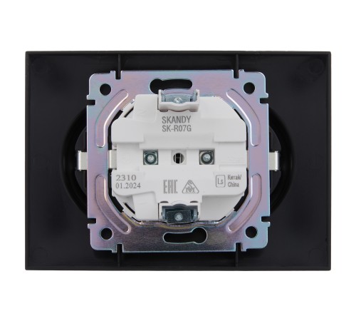 SKANDY Розетка 2-местная с заземлением с защитными шторками 16А в сборе SK-R07G графит IEK
