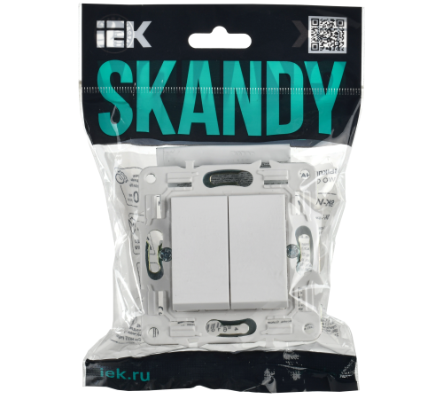 SKANDY Выключатель 2-клавишный 10А SK-V04W арктический белый IEK SKANDY Выключатель 2-клавишный 10А SK-V04W арктический белый IEK