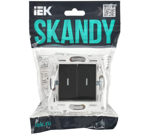 SKANDY Выключатель 2-клавишный с индикацией 10А SK-V09Bl черный IEK SKANDY Выключатель 2-клавишный с индикацией 10А SK-V09Bl черный IEK