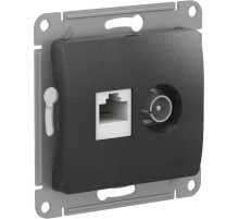 GLOSSA РОЗЕТКА двойная ТВ + компьютерная RJ45, кат. 5Е, АНТРАЦИТ