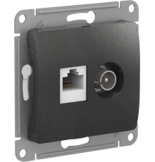 GLOSSA РОЗЕТКА двойная ТВ + компьютерная RJ45, кат. 5Е, АНТРАЦИТ