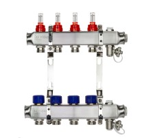 Комплект коллекторов SSM-4RF set с расходомерами и кронштейнами, 4 контура