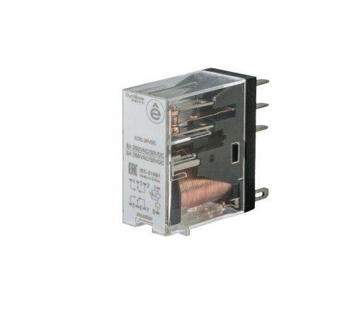 Реле 8A 2CO 24VDC тест кнопка LED