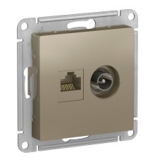 Systeme electric ATN000589 ATLASDESIGN РОЗЕТКА двойная комп+ТВ, RJ45+TV, кат.5E, механизм, ШАМПАНЬ