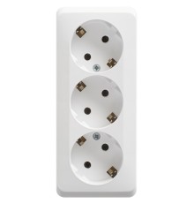 Systeme electric PA16-011B ЭТЮД O/У тройная РОЗЕТКА с заземлением без шторок 16А 250B, БЕЛЫЙ, Россия