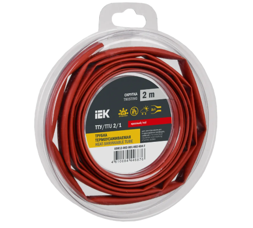 Трубка термоусадочная ТТУ нг-LS 2/1 красная (2м/упак) IEK