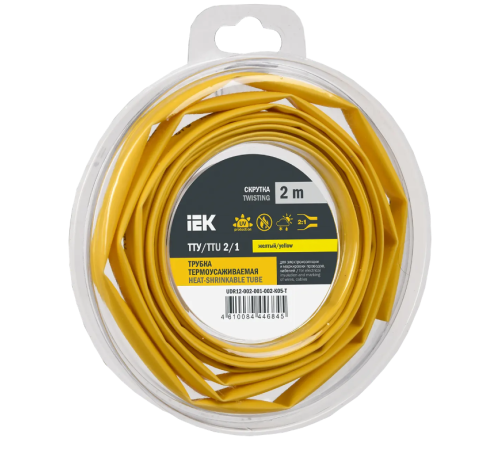 Трубка термоусадочная ТТУ нг-LS 2/1 желтая (2м/упак) IEK