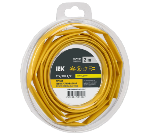Трубка термоусадочная ТТУ нг-LS 4/2 желтая (2м/упак) IEK
