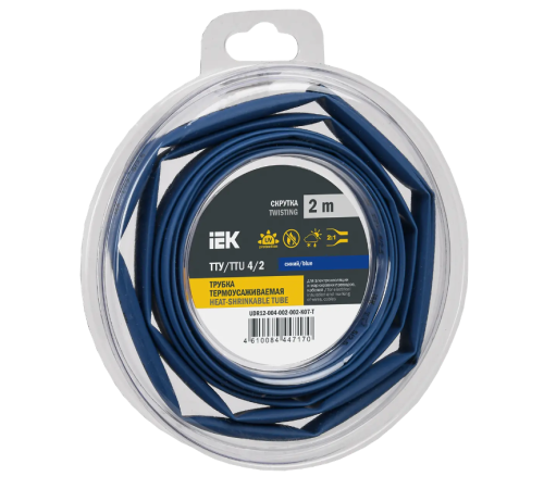Трубка термоусадочная ТТУ нг-LS 4/2 синяя (2м/упак) IEK