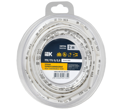 Трубка термоусадочная ТТУ нг-LS 5/2,5 белая (2м/упак) IEK