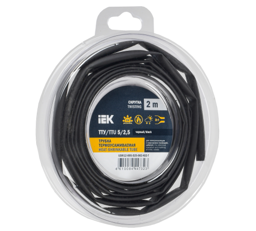 Трубка термоусадочная ТТУ нг-LS 5/2,5 черная (2м/упак) IEK
