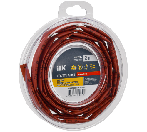 Трубка термоусадочная ТТУ нг-LS 5/2,5 красная (2м/упак) IEK