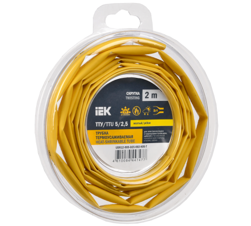 Трубка термоусадочная ТТУ нг-LS 5/2,5 желтая (2м/упак) IEK