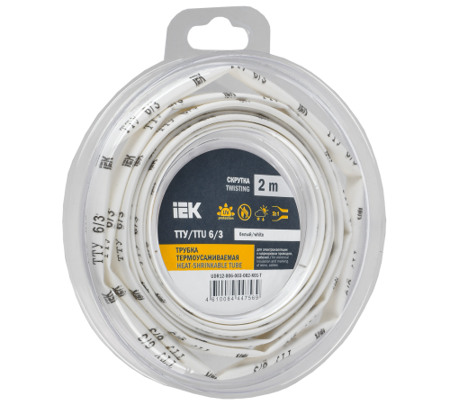 Трубка термоусадочная ТТУ нг-LS 6/3 белая (2м/упак) IEK