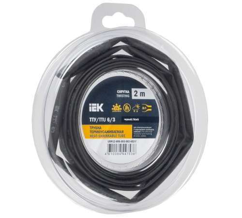 Трубка термоусадочная ТТУ нг-LS 6/3 черная (2м/упак) IEK