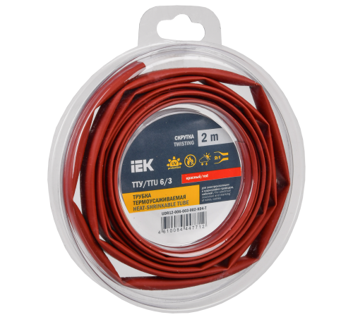 Трубка термоусадочная ТТУ нг-LS 6/3 красная (2м/упак) IEK