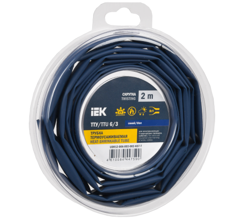 Трубка термоусадочная ТТУ нг-LS 6/3 синяя (2м/упак) IEK